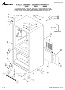 Cabinet Parts Diagram and Parts List for AFD2535DEW14  Amana Refrigerator