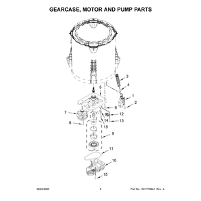 Gearcase, Motor And Pump Parts Diagram and Parts List for MVW4005SW0  Maytag Washer