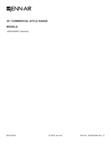 Cover Sheet Diagram and Parts List for JDRP430WP01  Jenn-Air Range