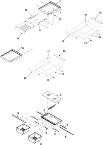 Refrigerator Shelving Diagram and Parts List for ABB2223DEB1  Amana Refrigerator