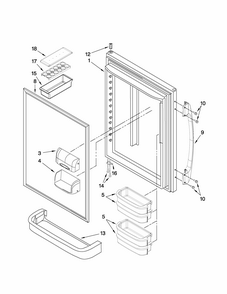 Refrigerator Door Parts Diagram and Parts List for GB2225PEKW4  Amana Refrigerator