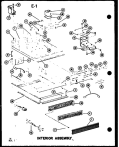 Interior Assembly Diagram and Parts List for RC-14S P73824-7M Amana Microwave