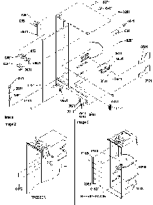 Cabinet, Light Switches & Bottom Hinge Diagram and Parts List for SBDE21VPSE-P1317202WE  Amana Refrigerator