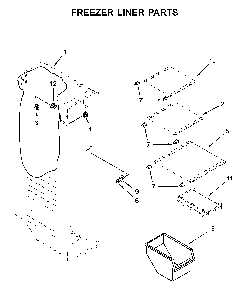 Freezer Liner Parts Diagram and Parts List for 10651332713  Kenmore Refrigerator