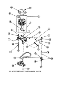 Motor/belt/pump/idler Diagram and Parts List for LW6123LM-PLW6123LMB  Amana Washer