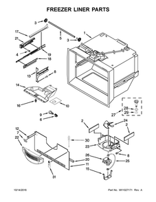 Freezer Liner Parts Diagram and Parts List for MBL1957FEZ01  Maytag Refrigerator