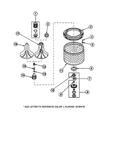 Agitator/washtub Diagram and Parts List for LW2001W2-PLW2001W2A  Amana Washer