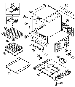 Oven/base Diagram and Parts List for CRG7500CGL  Maytag Range