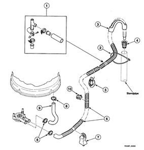Drain Hoses Diagram and Parts List for SWT920WN1124  Speed Queen Washer