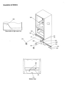 Insulation And Rollers Diagram and Parts List for BC21V1C-P1325022WC  Amana Refrigerator