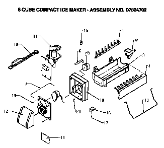 Icemaker Compact Diagram and Parts List for TS18R2-P1158411W  Amana Refrigerator