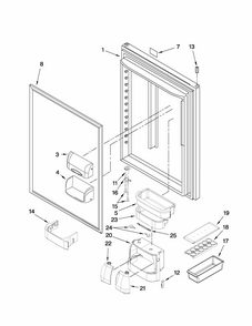 Refrigerator Door Parts Diagram and Parts List for GB2026PEKW4  Amana Refrigerator