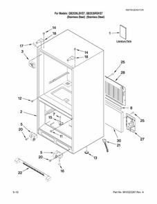 Cabinet Parts Diagram and Parts List for GB2026LEKS7  Amana Refrigerator