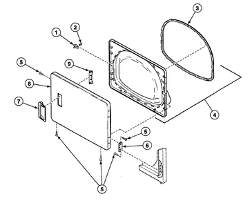 Door Assy Diagram and Parts List for SSE307WF1500  Speed Queen Dryer