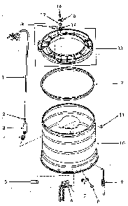 Outer Tub, Cover And Pressure Hose Diagram and Parts List for NA4621W33721  Speed Queen Washer