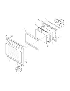 Door Diagram and Parts List for CRE3580PWA  Crosley Range