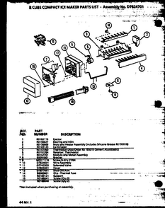 8 Cube Compact Ice Maker Diagram and Parts List for SXD19MW-P1121402WW  Amana Refrigerator