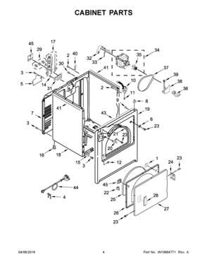 03 - CABINET PARTS Diagram and Parts List for YMEDC555DW1  Maytag Dryer