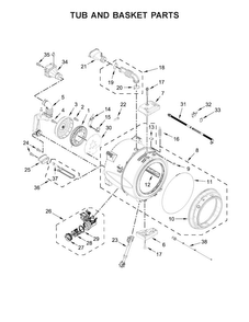 Tub And Basket Parts Diagram and Parts List for MHW5500FW1  Maytag Washer