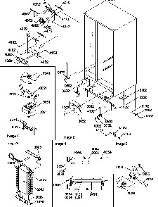 Drain System, Rollers, And Evaporator Assy Diagram and Parts List for SPD25TL-P1303505WL  Amana Refrigerator
