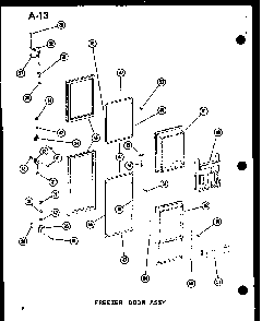 Freezer Door Assy Diagram and Parts List for SRI19W-P60350-36W  Amana Refrigerator