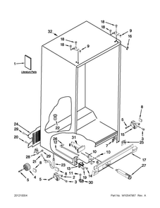 Cabinet Parts Diagram and Parts List for MSF25D4XAB00  Maytag Refrigerator