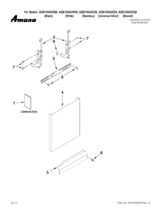 Door And Panel Parts Diagram and Parts List for ADB1400AWQ5  Amana Dishwasher