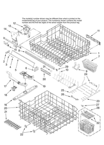 Upper And Lower Rack Parts Diagram and Parts List for JDB1255AWB41  Jenn-Air Dishwasher