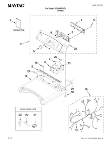 Top And Console Parts Diagram and Parts List for MGDB400VQ1  Maytag Dryer