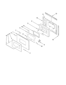 Lower Oven Door Diagram and Parts List for CWE5800ACB25  Maytag Wall Oven