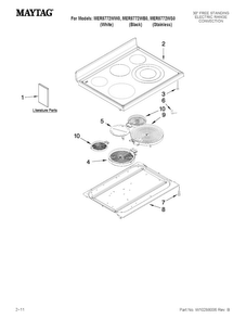 Cooktop Parts Diagram and Parts List for MER8772WB0  Maytag Range