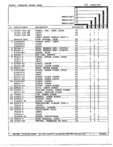 Freezer Outer Door Page 2 Diagram and Parts List for 641861  Admiral Refrigerator