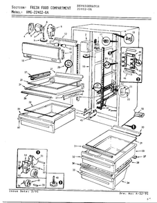 Fresh Food Compartment Diagram and Parts List for 22402-0A  Admiral Refrigerator