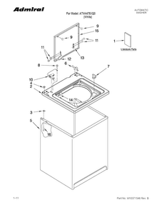 Top And Cabinet Parts Diagram and Parts List for ATW4475XQ0  Admiral Washer