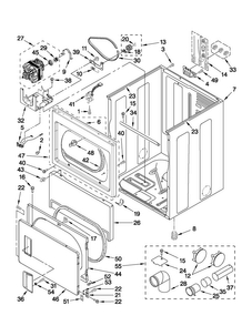 Cabinet Parts Diagram and Parts List for 7MMEDX550XW0  Maytag Dryer