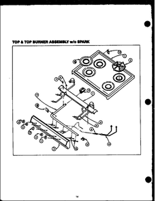 Top And Top Burner Assembly With Out Spark Diagram and Parts List for SBK26DA  Amana Range