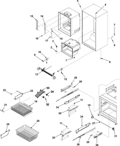 Interior Cabinet & Freezer Shelving Diagram and Parts List for ABB1922FEB0  Amana Refrigerator