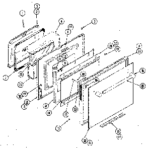 Door Diagram and Parts List for W156  Jenn-Air Wall Oven