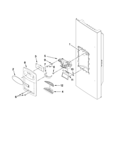 Dispenser Front Parts Diagram and Parts List for 7MI2569VEM4  Maytag Refrigerator