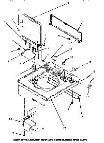 Cabinet Top, Loading Door & Control Hood Rear Panel Diagram and Parts List for CW3502L P1163208WL Amana Washer