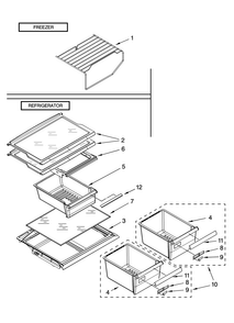 Shelf Parts, Optional Parts Diagram and Parts List for ATB1822MRS01  Amana Refrigerator