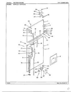Outer Door Diagram and Parts List for 22752  Maytag Refrigerator