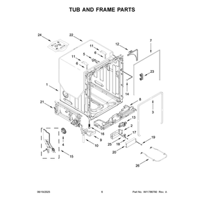 Tub And Frame Parts Diagram and Parts List for MDB7959SKZ4  Maytag Dishwasher