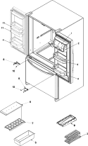 REF DR STORAGE & CENTER HINGES Diagram and Parts List for AFB2534FES AFB2534FES0 Amana Refrigerator
