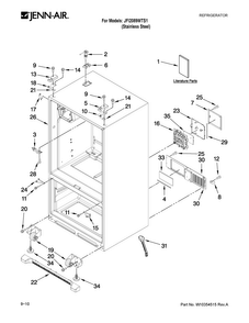Cabinet Parts Diagram and Parts List for JFI2089WTS1  Jenn-Air Refrigerator