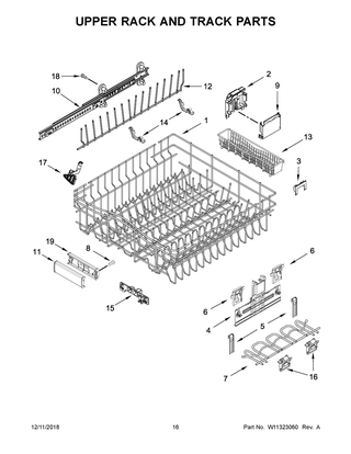 Upper Rack And Track Parts Diagram and Parts List for JDTSS247HS0  Maytag Dishwasher