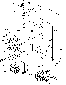 Freezer Shelves & Light Diagram and Parts List for SXD322L-P1305703WL  Amana Refrigerator