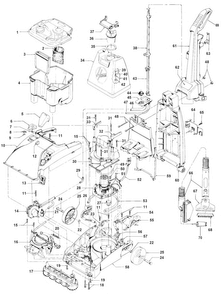 Motor, Hose, Handle, Tank, Pump Diagram and Parts List for F5900-900  Hoover Carpet Cleaner