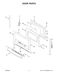 Door Parts Diagram and Parts List for ACR4203MNW0  Amana Range