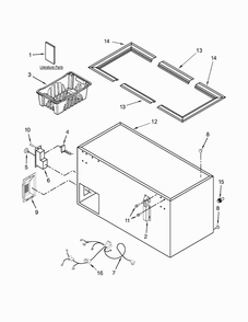 Cabinet Parts Diagram and Parts List for AZC31T15DW00  Amana Freezer